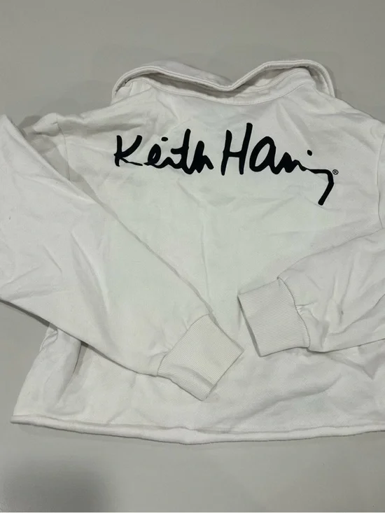 White Long Sleeve Polo with Orange Heart Patch - Picture 2 of 5